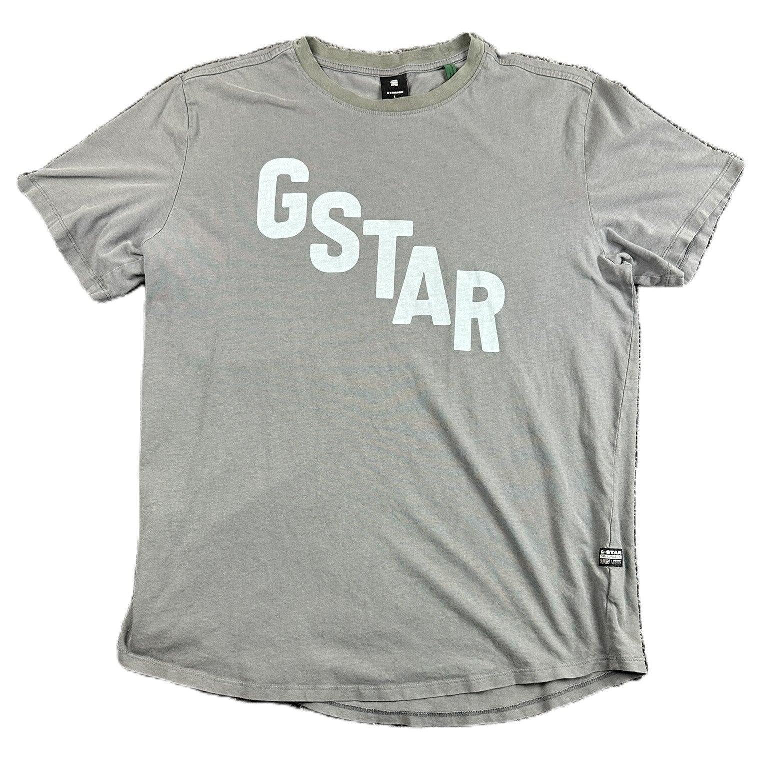 G-Star Raw T-Shirt Mens Gray Logo Graphic Short Sleeve Sustainable Cotton Sz L