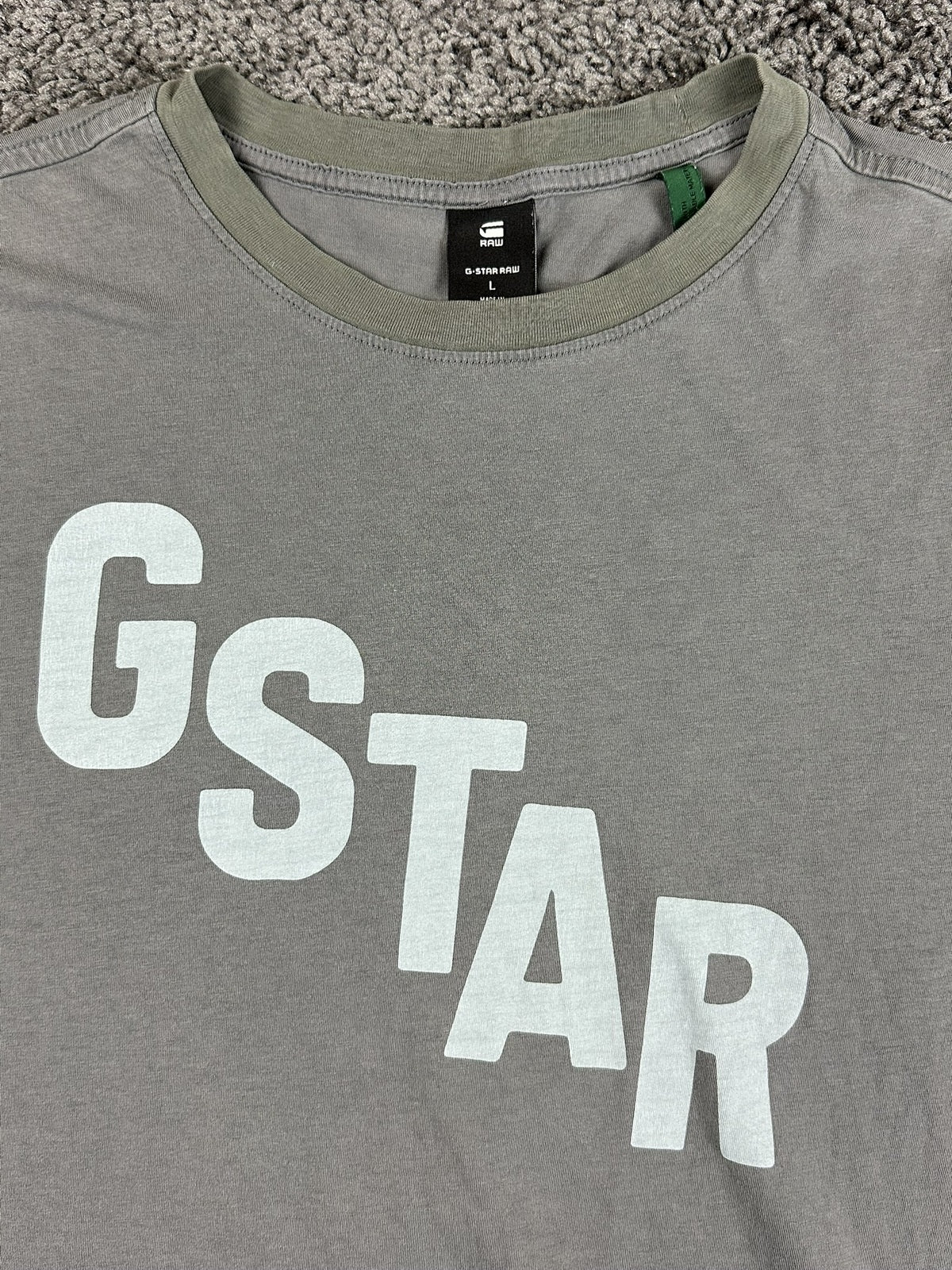 G-Star Raw T-Shirt Mens Gray Logo Graphic Short Sleeve Sustainable Cotton Sz L