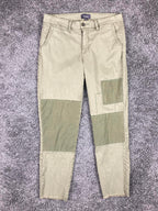 NYDJ Marilyn Straight Ankle Patchwork Chino Pants Womens Olive Khaki Raw Hem 8