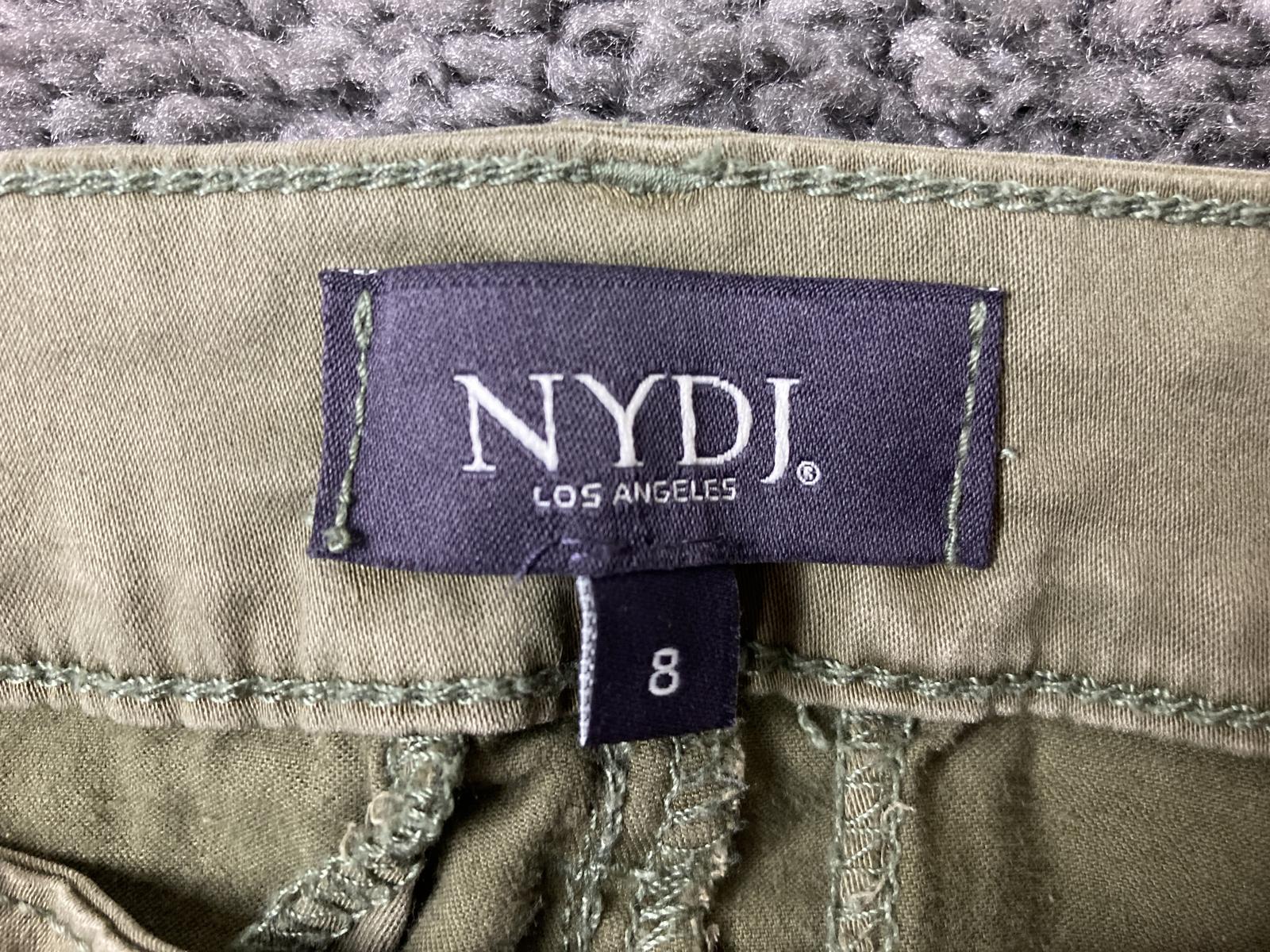 NYDJ Marilyn Straight Ankle Patchwork Chino Pants Womens Olive Khaki Raw Hem 8