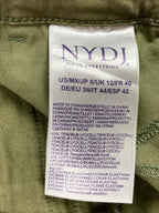 NYDJ Marilyn Straight Ankle Patchwork Chino Pants Womens Olive Khaki Raw Hem 8