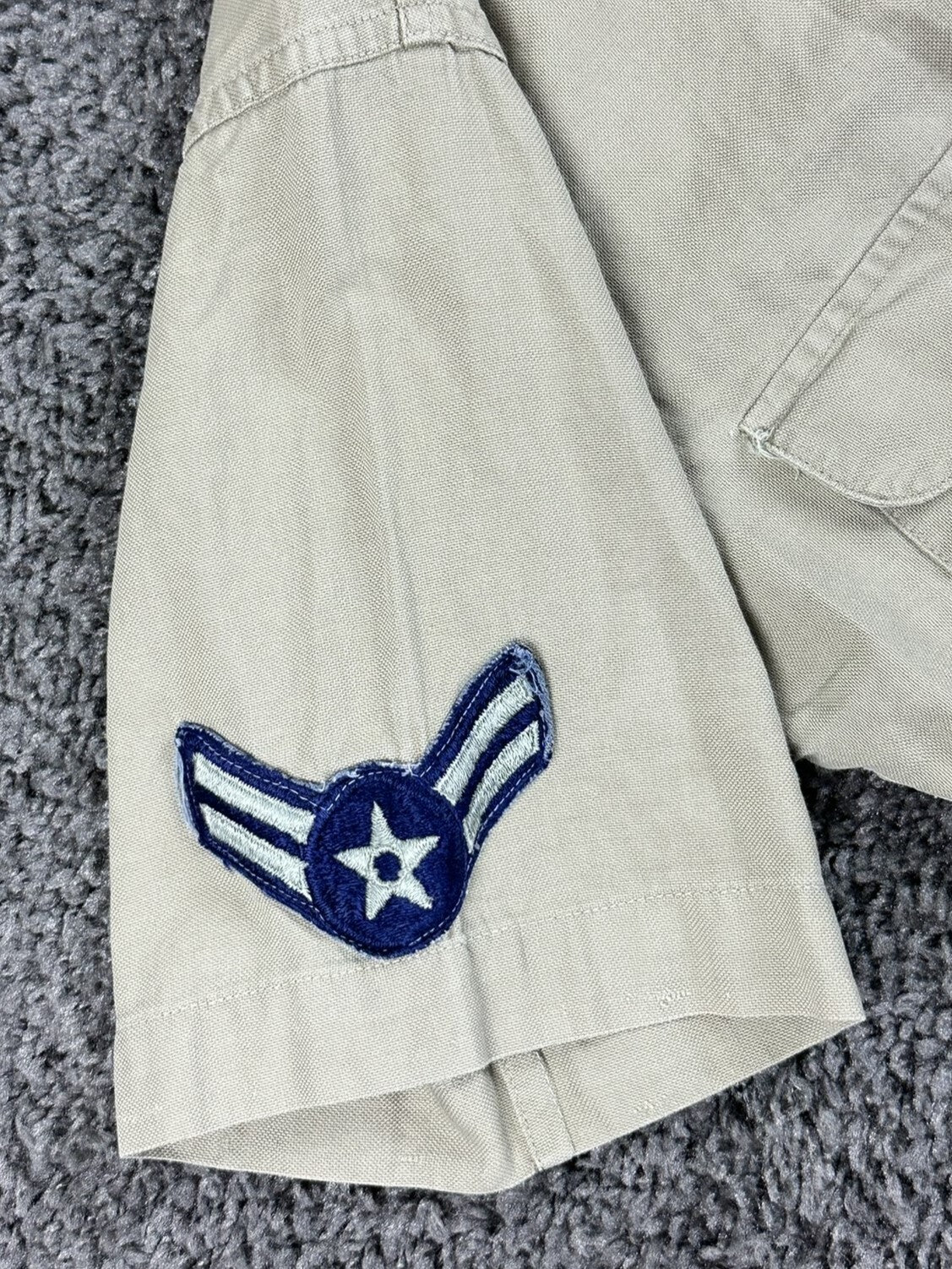 Vtg 1956 USAF Tan Tropical Shirt Mens Air Force Military Cotton Uniform 15.5 M