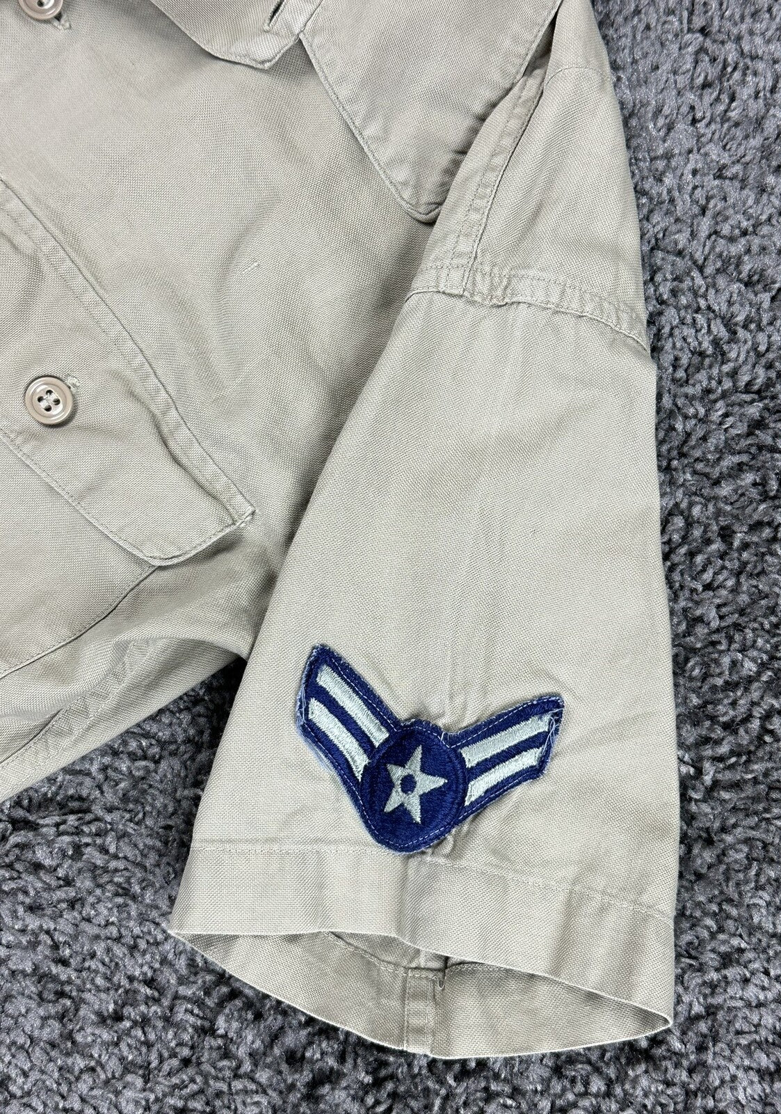 Vtg 1956 USAF Tan Tropical Shirt Mens Air Force Military Cotton Uniform 15.5 M