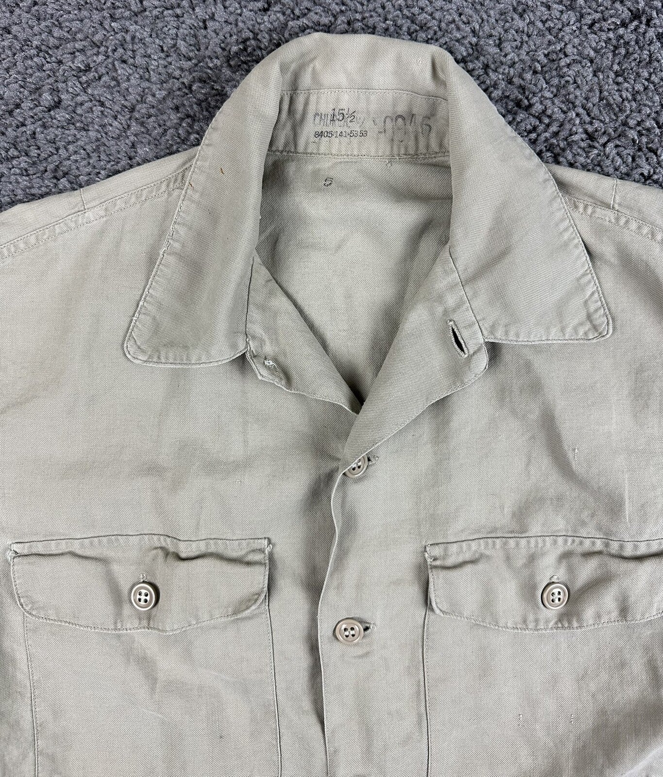 Vtg 1956 USAF Tan Tropical Shirt Mens Air Force Military Cotton Uniform 15.5 M