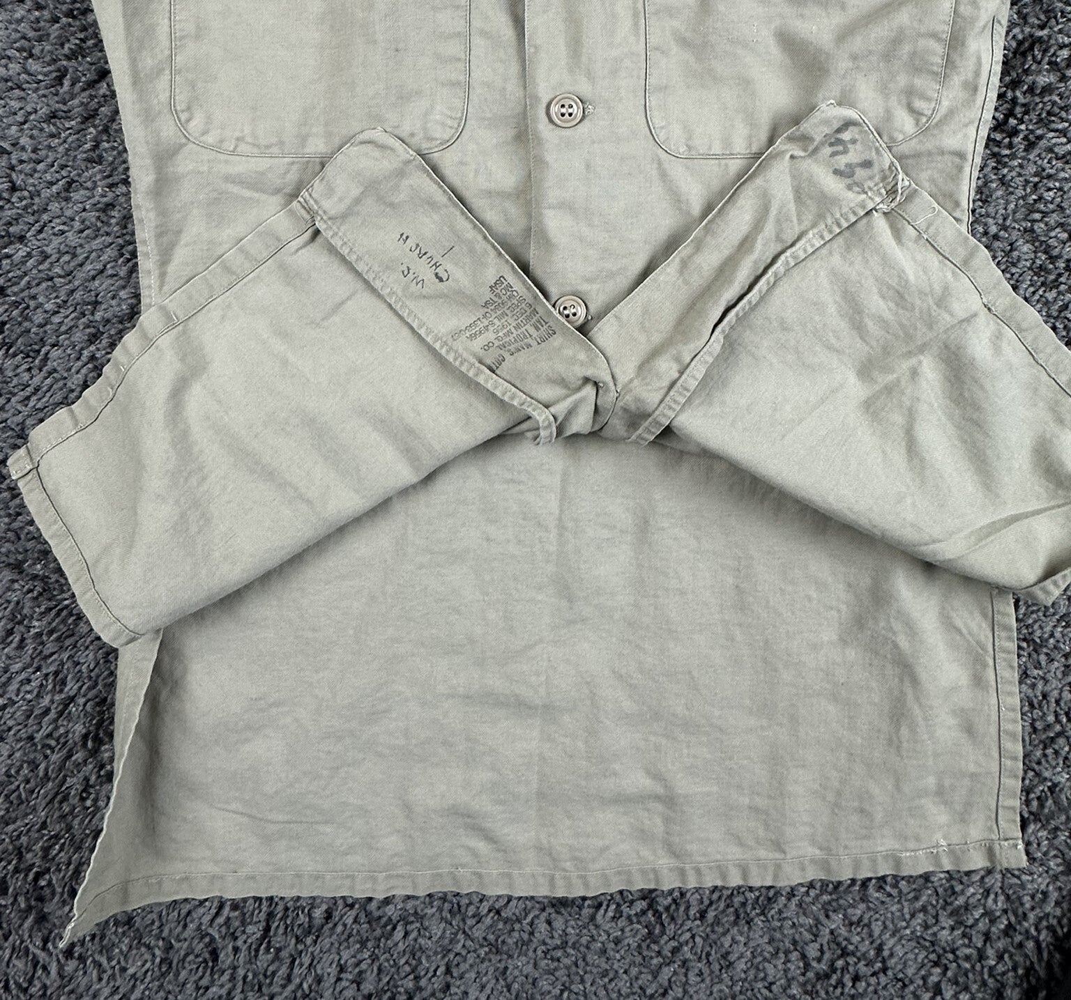 Vtg 1956 USAF Tan Tropical Shirt Mens Air Force Military Cotton Uniform 15.5 M