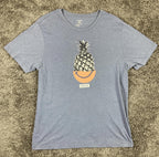 Hurley Men's Pinehappy Everyday Washed T-Shirt Blue Pineapple Smiley Logo Sz XL