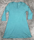 Garnet Hill Women's Teal Green Knit Trapeze Swing Dress 3/4 Sleeve Stretch Small