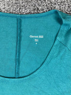Garnet Hill Women's Teal Green Knit Trapeze Swing Dress 3/4 Sleeve Stretch Small
