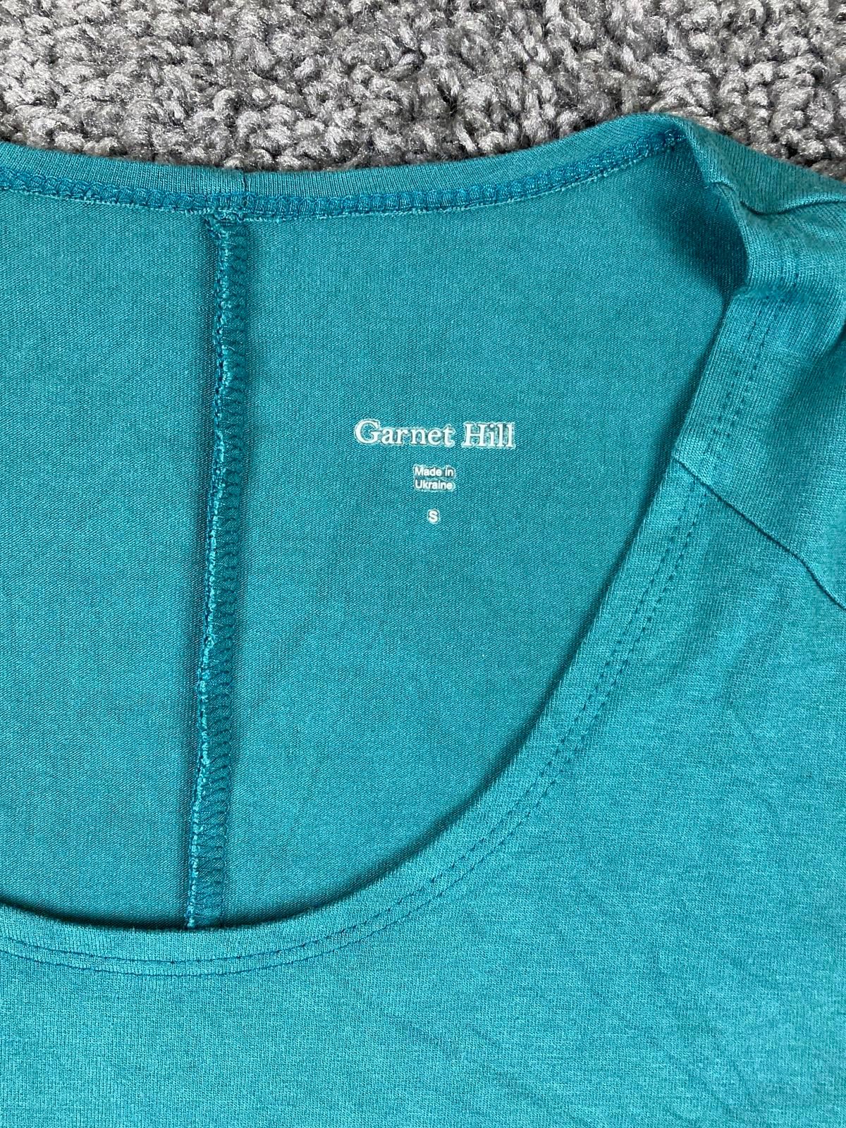 Garnet Hill Women's Teal Green Knit Trapeze Swing Dress 3/4 Sleeve Stretch Small