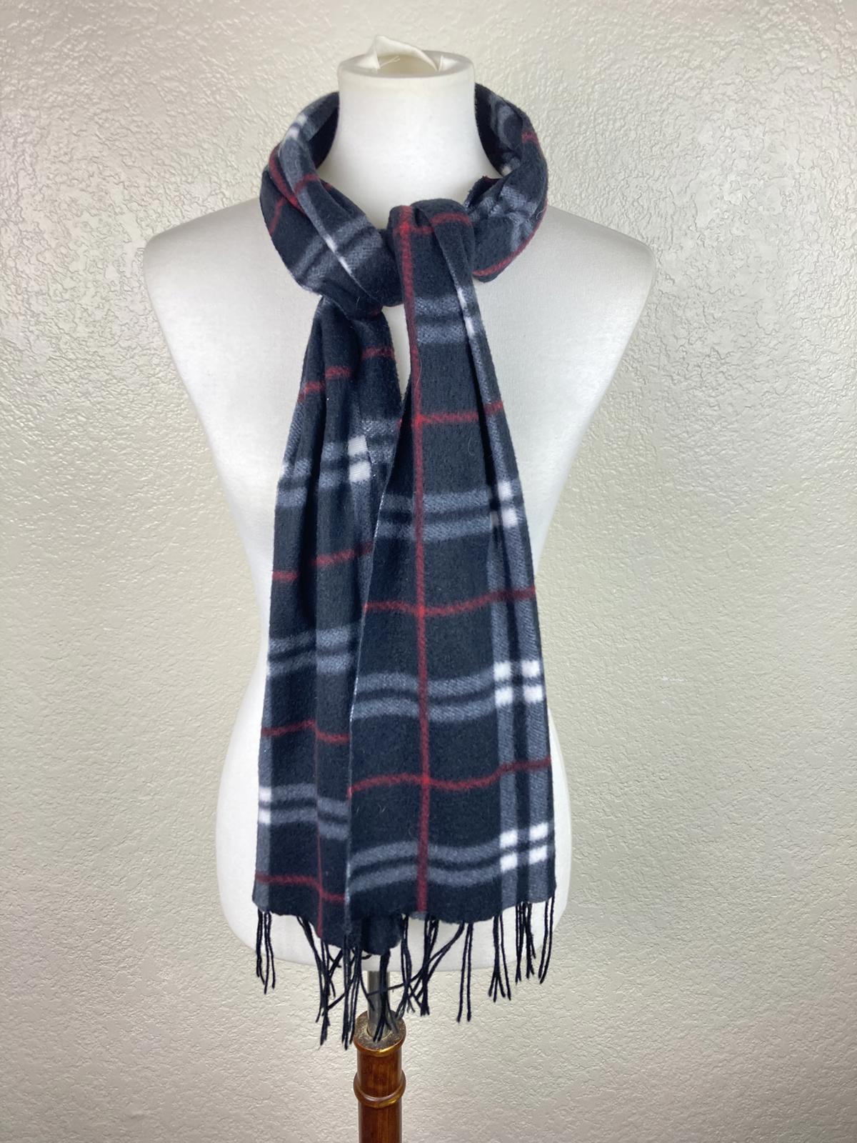 Love Culture Charcoal Gray Plaid Fleece Scarf Winter Fringe Unisex Wrap 65x12