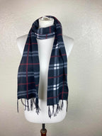 Love Culture Charcoal Gray Plaid Fleece Scarf Winter Fringe Unisex Wrap 65x12
