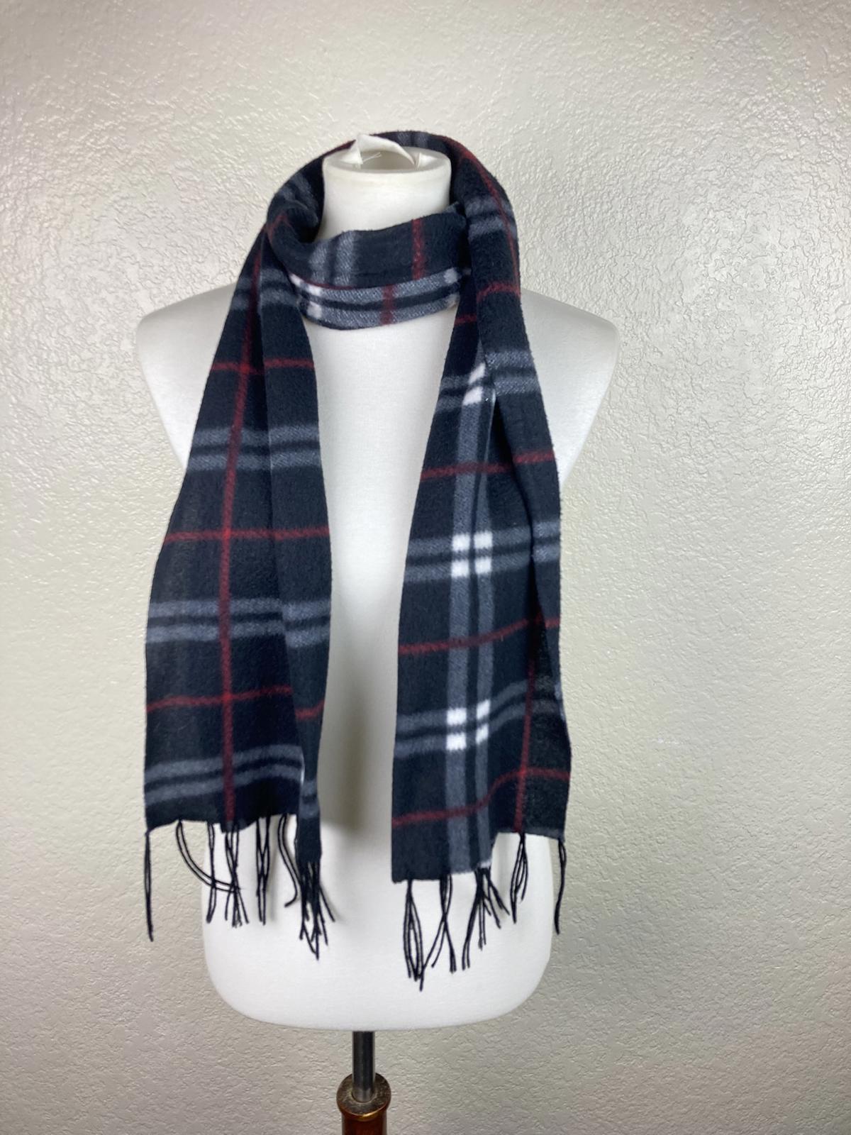 Love Culture Charcoal Gray Plaid Fleece Scarf Winter Fringe Unisex Wrap 65x12