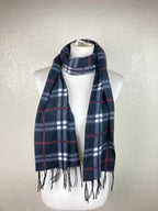 Love Culture Charcoal Gray Plaid Fleece Scarf Winter Fringe Unisex Wrap 65x12