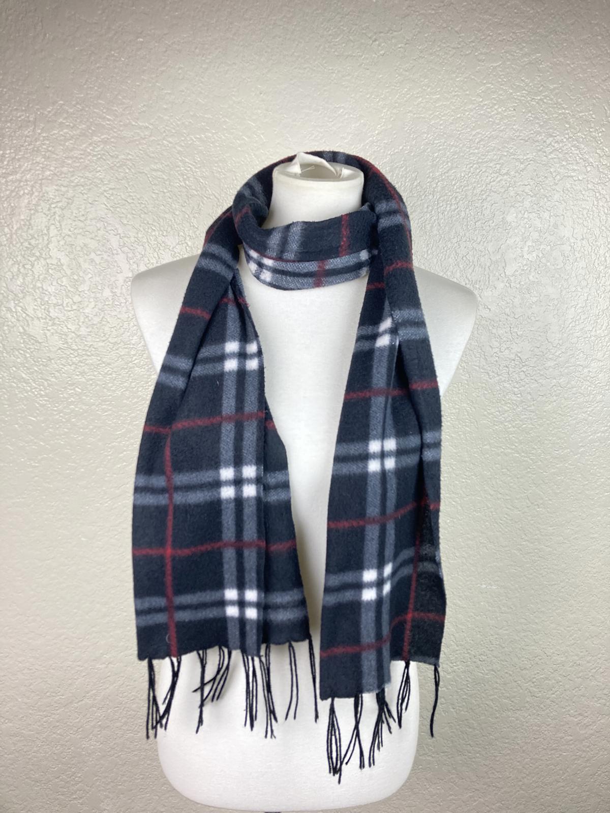 Love Culture Charcoal Gray Plaid Fleece Scarf Winter Fringe Unisex Wrap 65x12