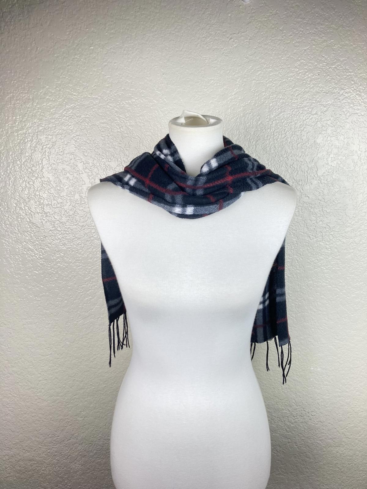 Love Culture Charcoal Gray Plaid Fleece Scarf Winter Fringe Unisex Wrap 65x12
