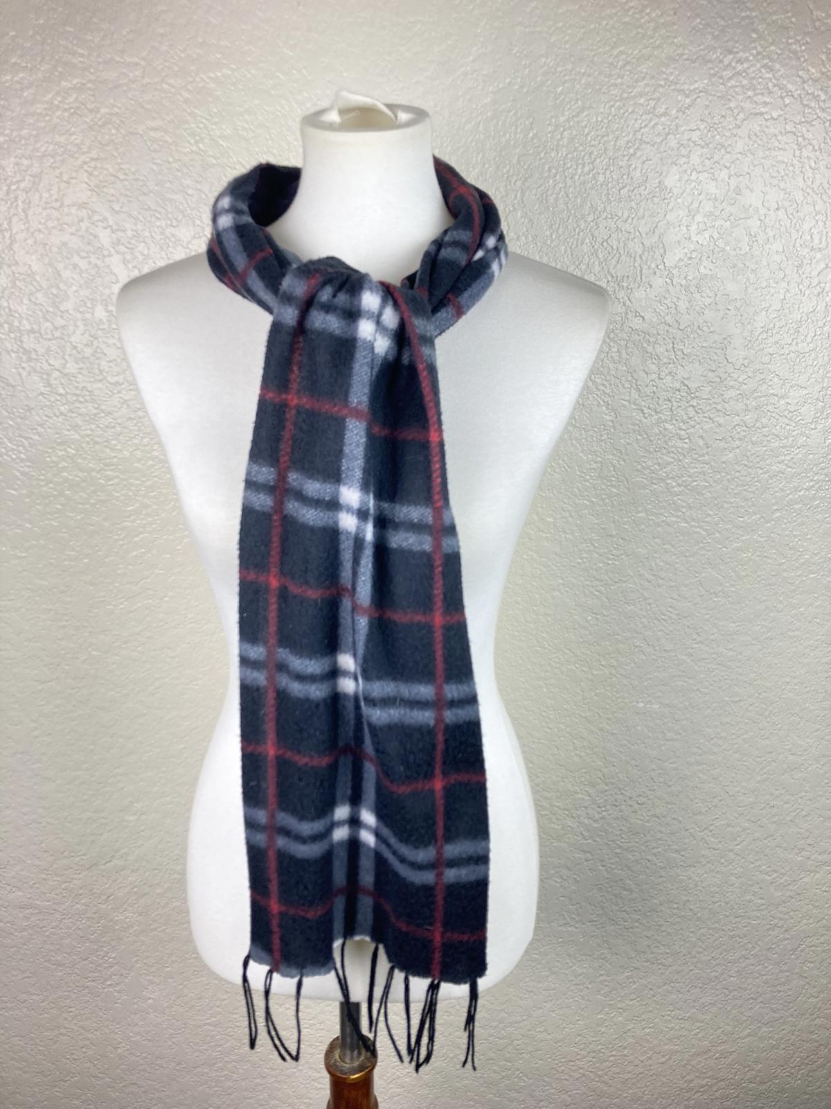 Love Culture Charcoal Gray Plaid Fleece Scarf Winter Fringe Unisex Wrap 65x12