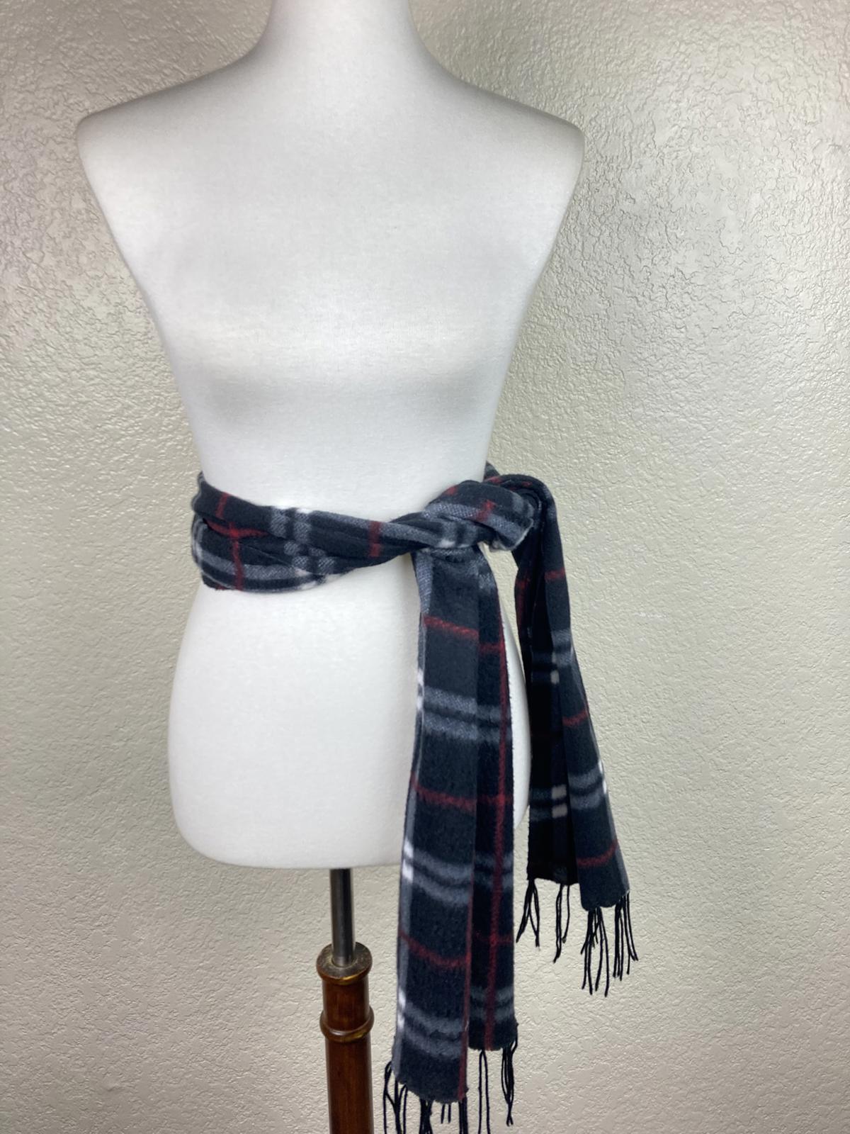 Love Culture Charcoal Gray Plaid Fleece Scarf Winter Fringe Unisex Wrap 65x12