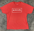 Rip Curl Men's XL Red Graphic T-Shirt Box Logo Standard Fit Short Sleeve Cotton