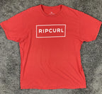 Rip Curl Men's XL Red Graphic T-Shirt Box Logo Standard Fit Short Sleeve Cotton