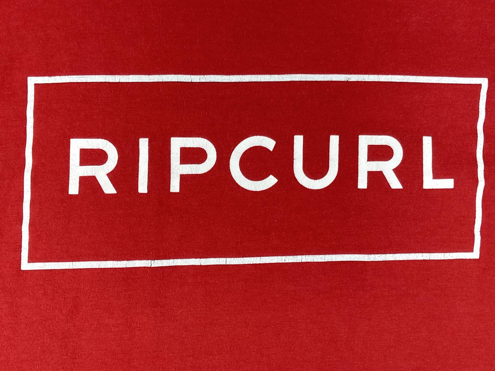 Rip Curl Men's XL Red Graphic T-Shirt Box Logo Standard Fit Short Sleeve Cotton