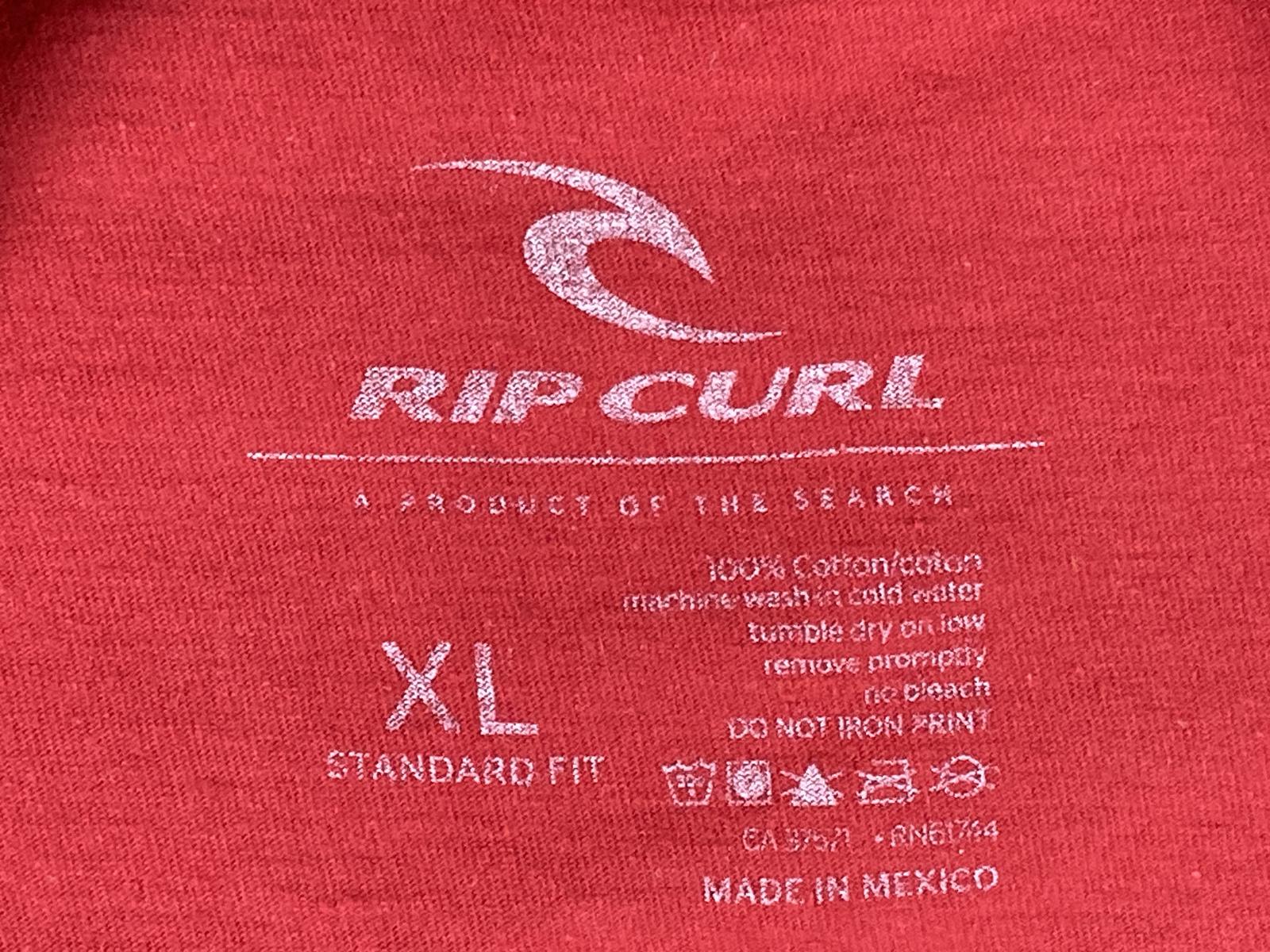 Rip Curl Men's XL Red Graphic T-Shirt Box Logo Standard Fit Short Sleeve Cotton