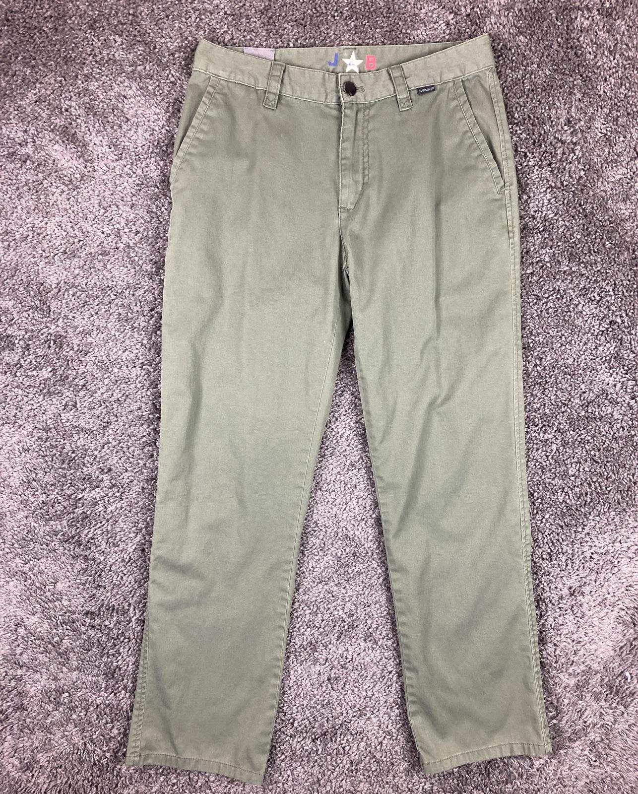 Quiksilver Union Stretch Chino Pants Olive Green Slim Straight Leg Mens Size 30