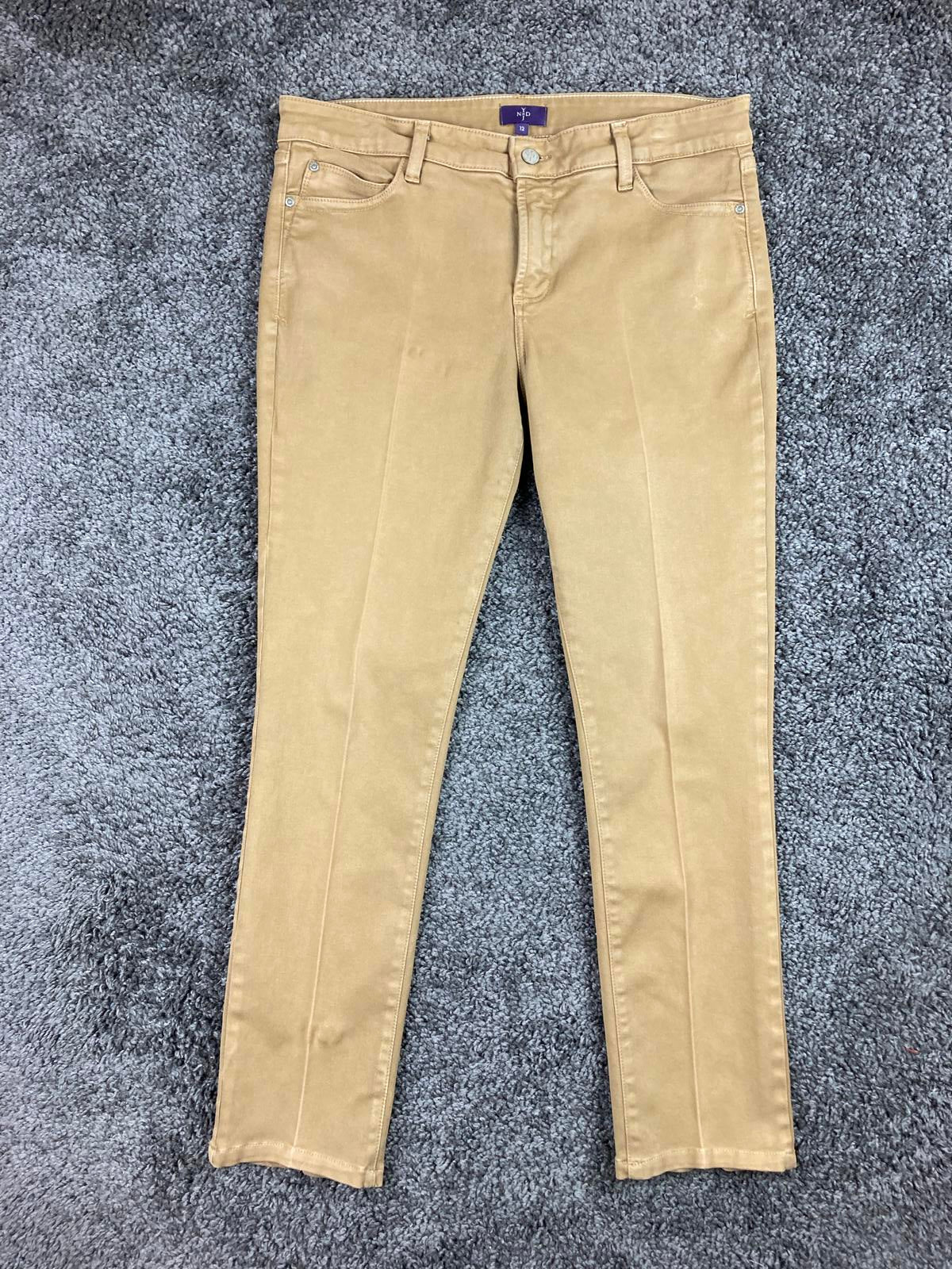 NYDJ Skinny Pants Women Size 12 Tan Lift Tuck Stretch Legging