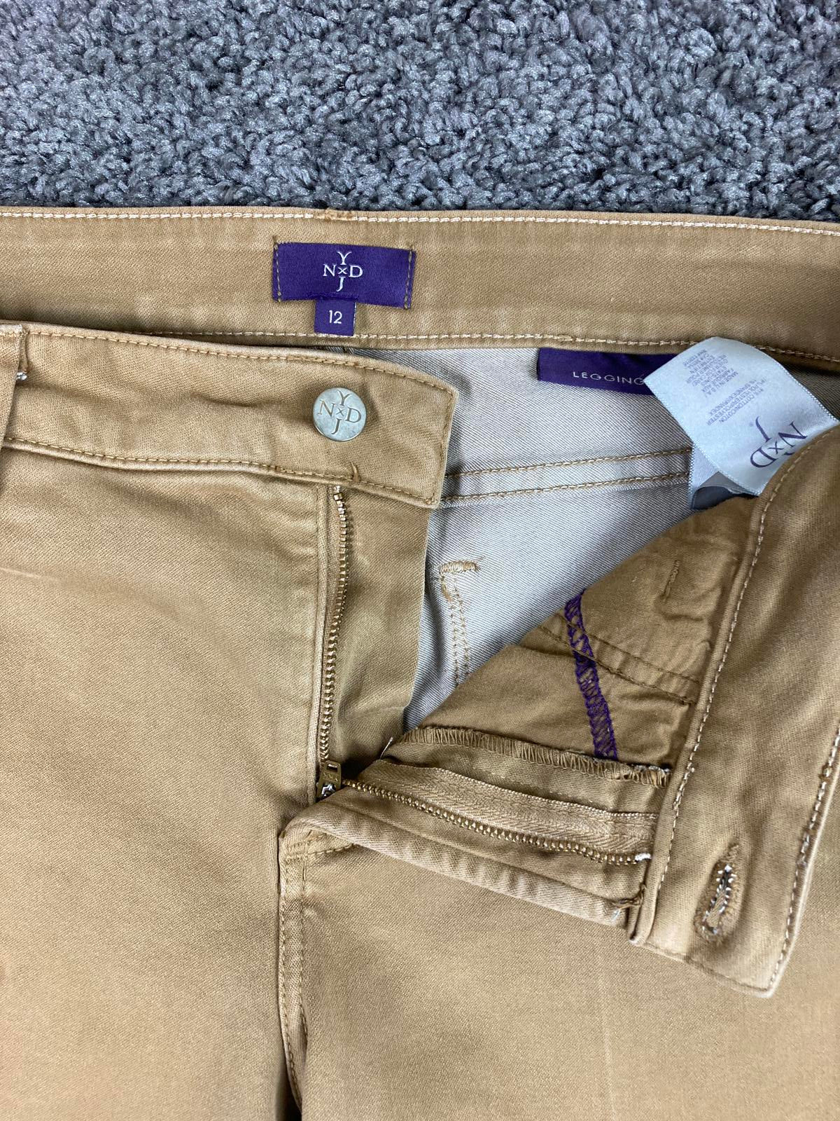 NYDJ Skinny Pants Women Size 12 Tan Lift Tuck Stretch Legging