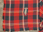 Grace & Lace Blanket Scarf Plaid Red Navy Fringe Wrap Shawl 72x38 in.