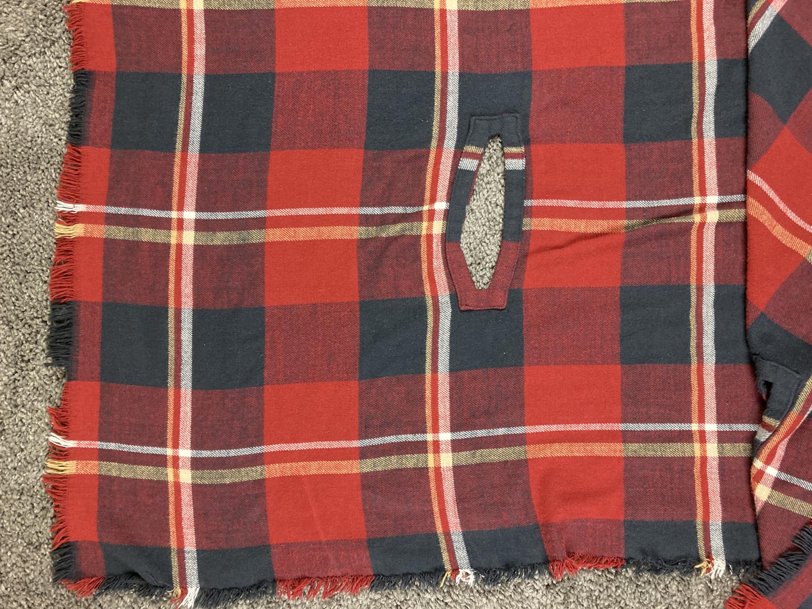 Grace & Lace Blanket Scarf Plaid Red Navy Fringe Wrap Shawl 72x38 in.