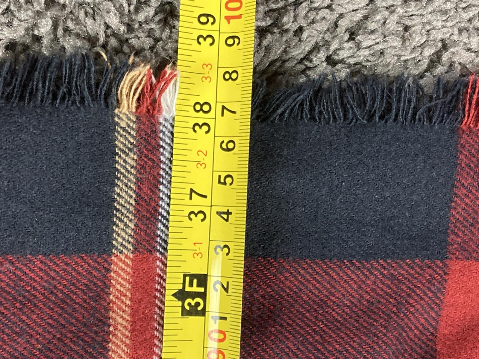 Grace & Lace Blanket Scarf Plaid Red Navy Fringe Wrap Shawl 72x38 in.