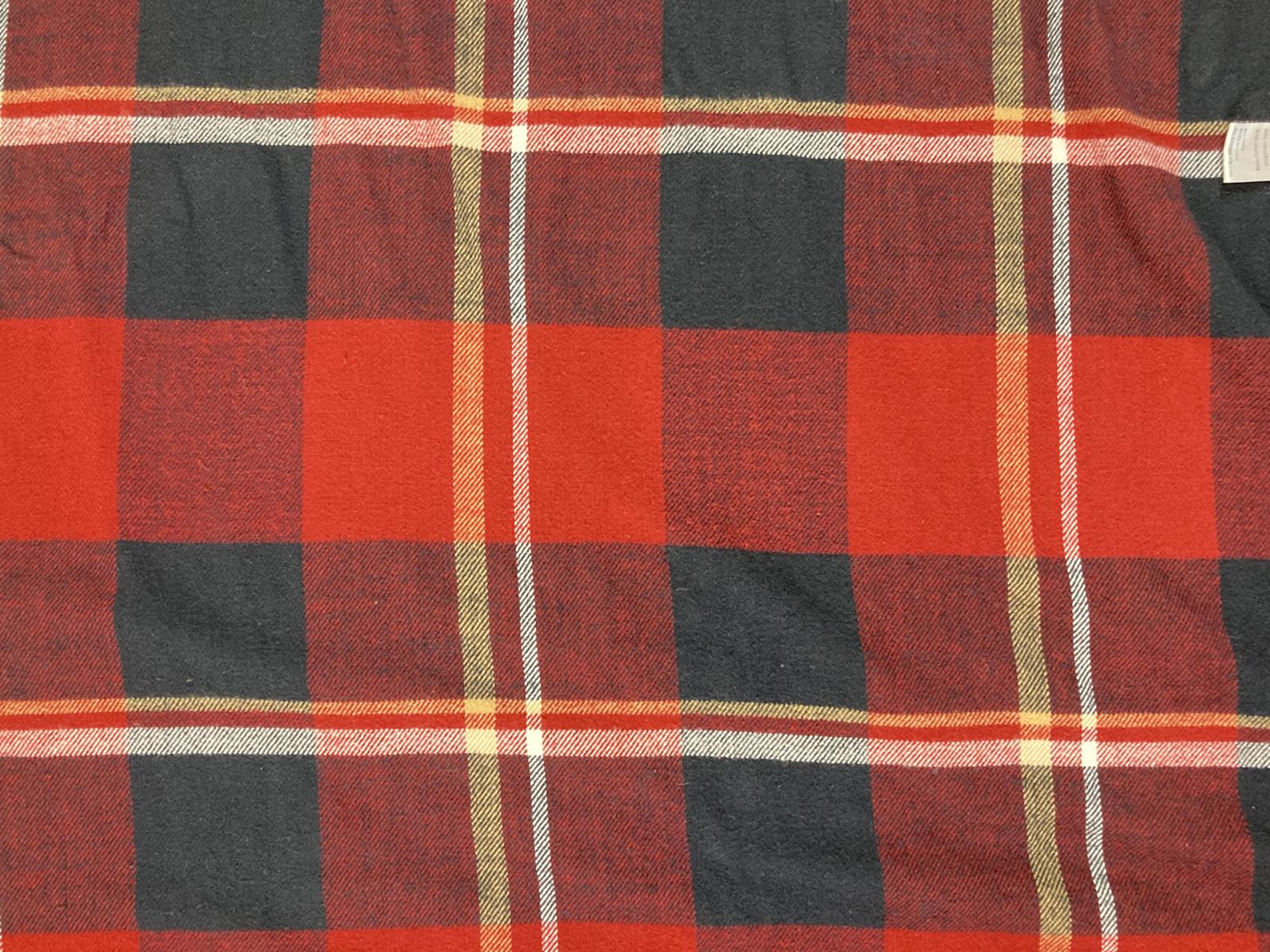 Grace & Lace Blanket Scarf Plaid Red Navy Fringe Wrap Shawl 72x38 in.