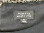 Tahari Arthur S Levine Black Lined Sheath Dress Pockets Gold Zipper Sz 16