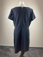 Tahari Arthur S Levine Black Lined Sheath Dress Pockets Gold Zipper Sz 16