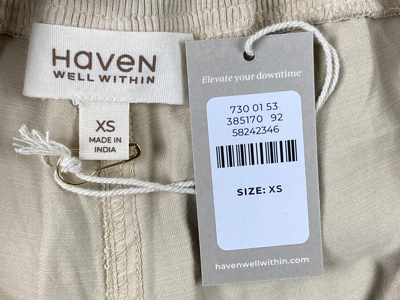 Haven Well Within Organic Cotton Interlock Joggers Women's Beige Tan Sz XS NWT