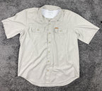 Orvis Men Shirt  Short Sleeve Button Front Fishing Tan Lightweight Size XL