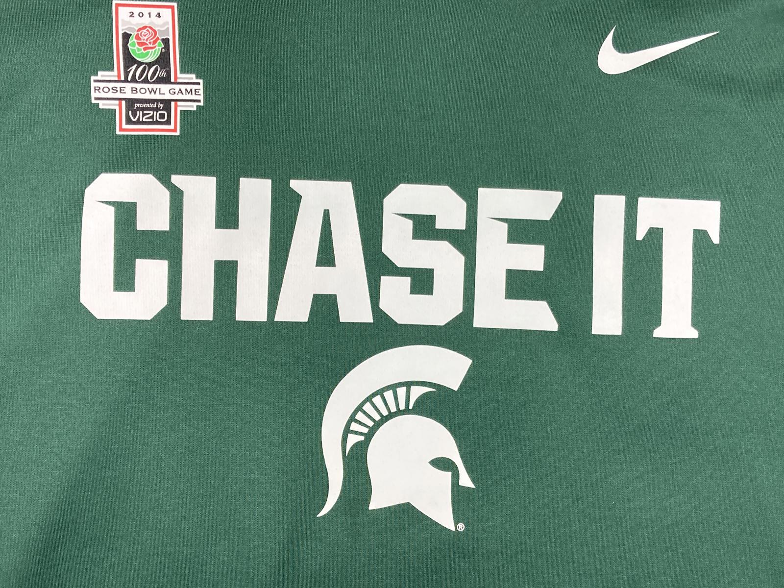 Nike Michigan State Spartans 2014 Rose Bowl 100th Chase It Hoodie Green Mens 2XL