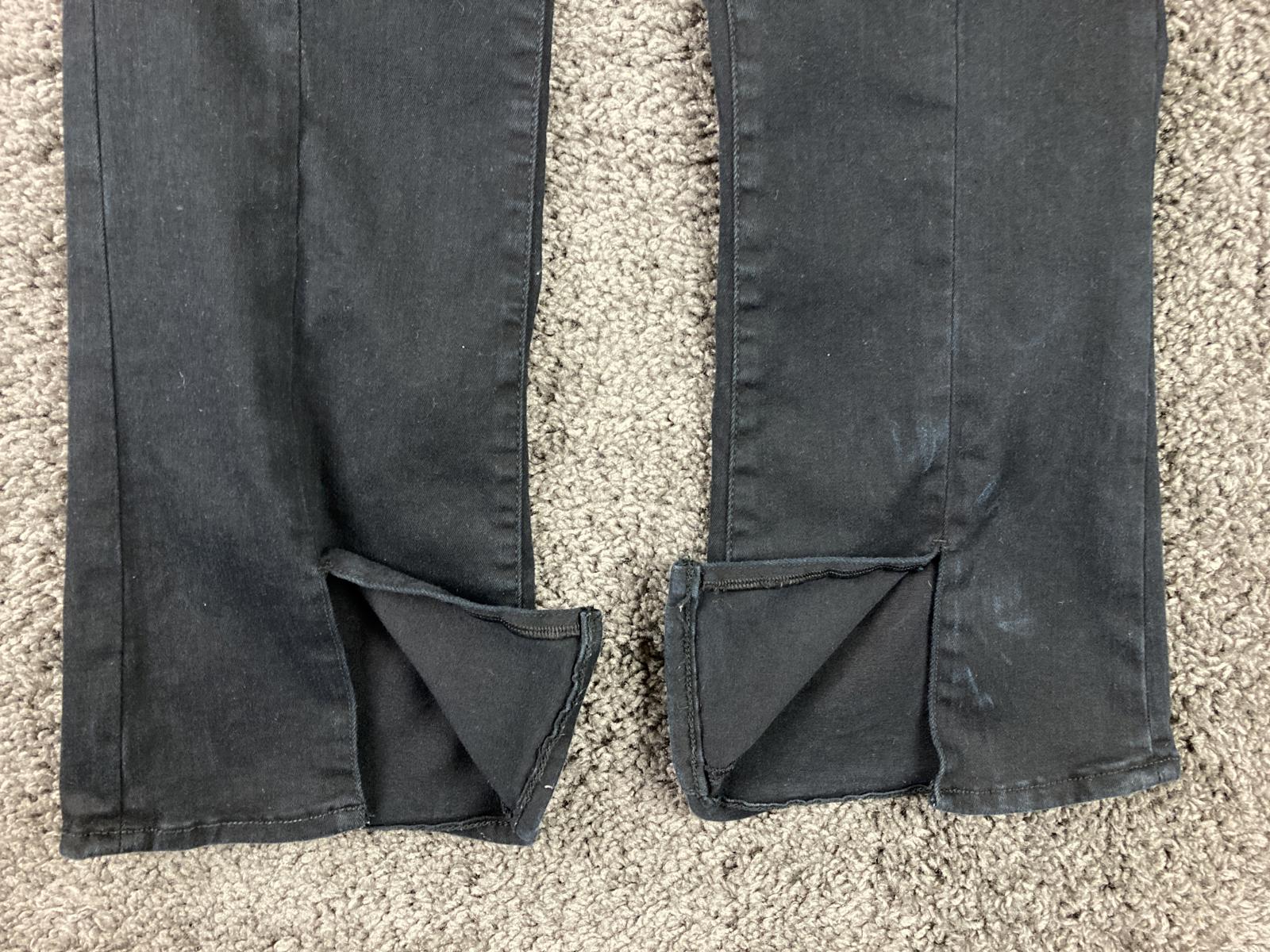 American Eagle Hi-Rise Skinny Kick Jeans Short Black Seam Split Hem Sz 14