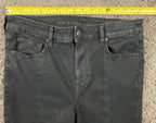 American Eagle Hi-Rise Skinny Kick Jeans Short Black Seam Split Hem Sz 14