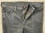 American Eagle Hi-Rise Skinny Kick Jeans Short Black Seam Split Hem Sz 14