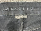 American Eagle Hi-Rise Skinny Kick Jeans Short Black Seam Split Hem Sz 14