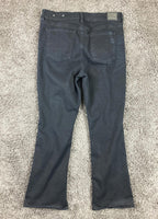 American Eagle Hi-Rise Skinny Kick Jeans Short Black Seam Split Hem Sz 14