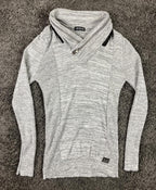 Leif Nelson Sweater Zip Cowl Neck Women's XL Gray Knit Pullover