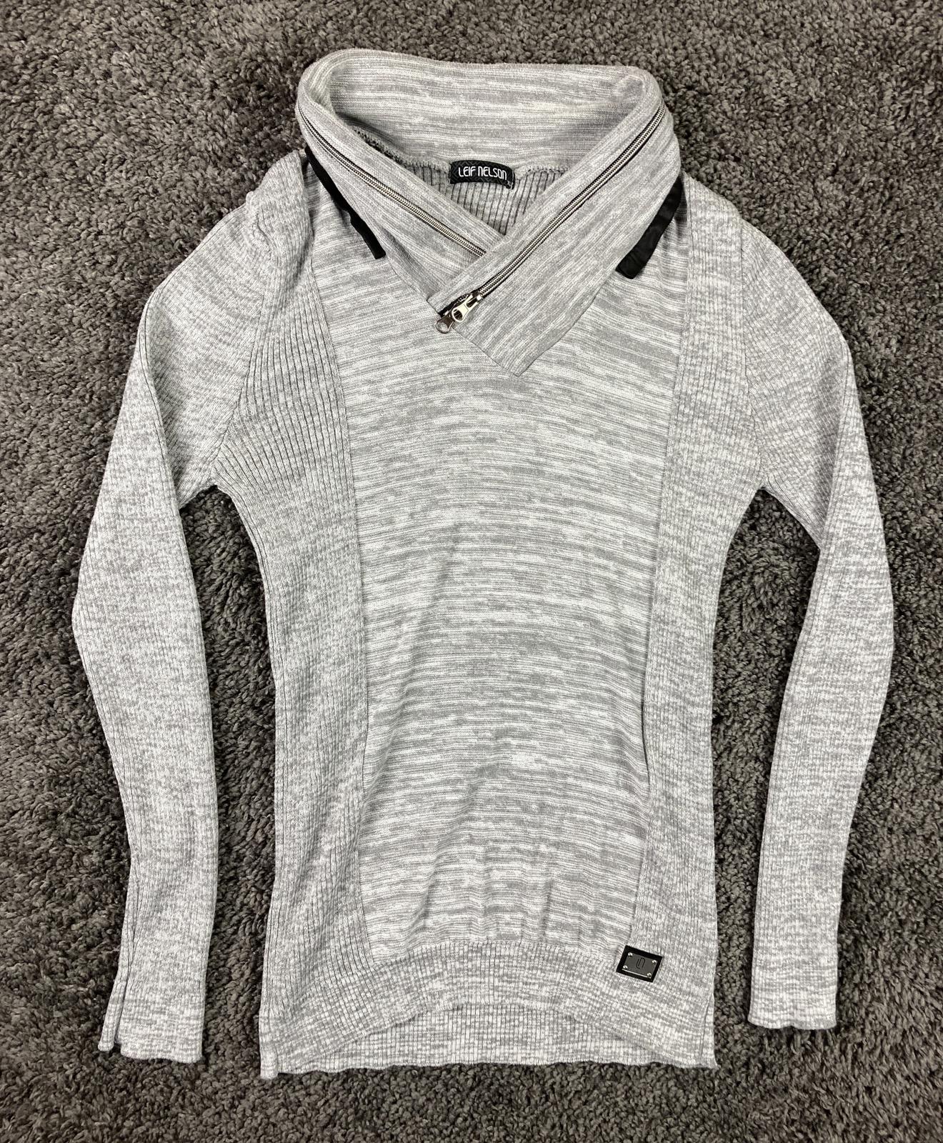 Leif Nelson Sweater Zip Cowl Neck Women's XL Gray Knit Pullover