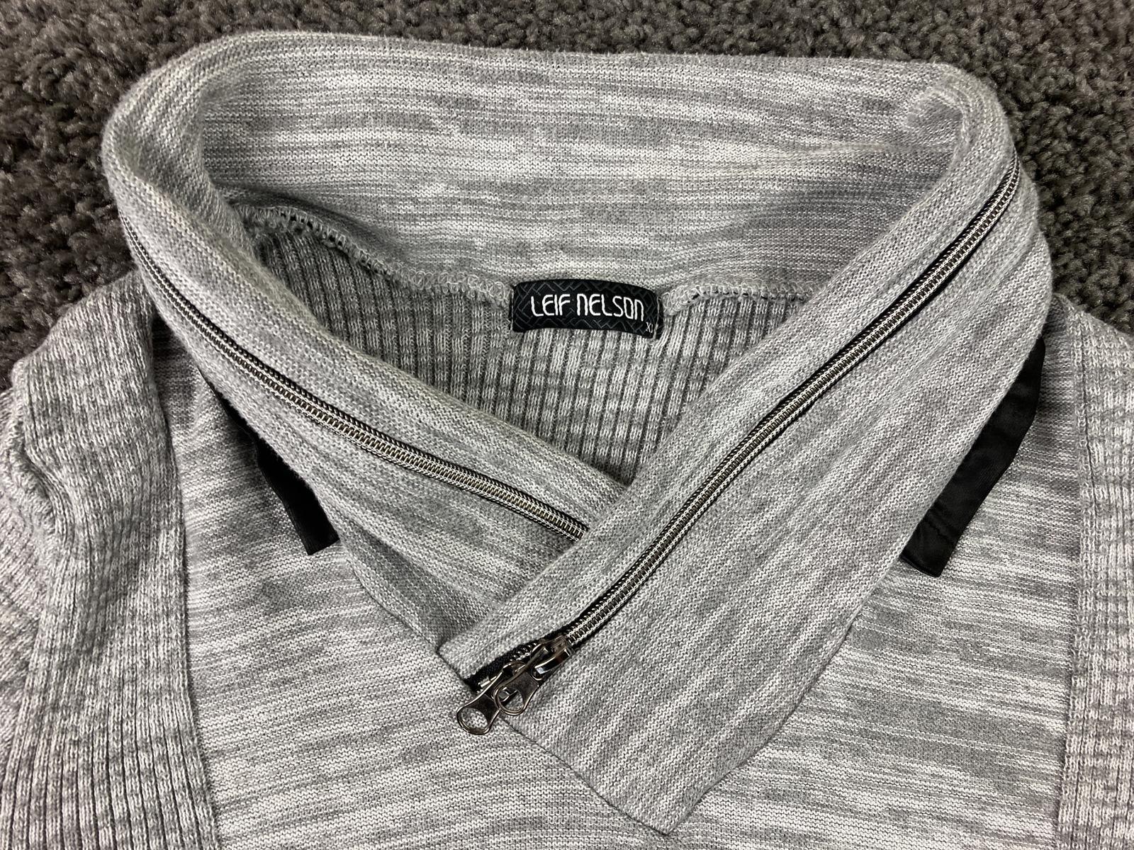 Leif Nelson Sweater Zip Cowl Neck Women's XL Gray Knit Pullover