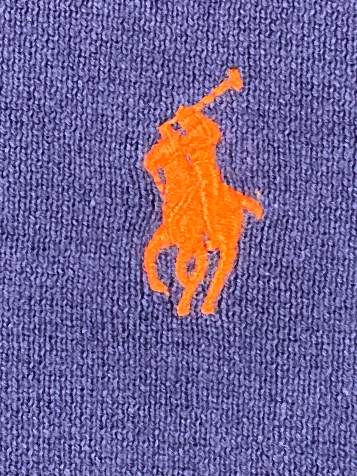 Polo Ralph Lauren Estate-Rib 1/4 Zip Purple Pima Cotton Sweater Mens Medium