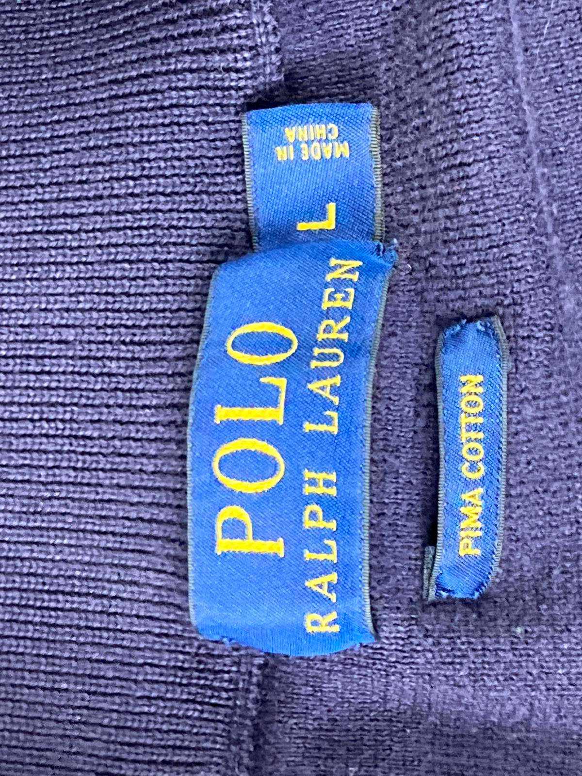 Polo Ralph Lauren Estate-Rib 1/4 Zip Purple Pima Cotton Sweater Mens Medium
