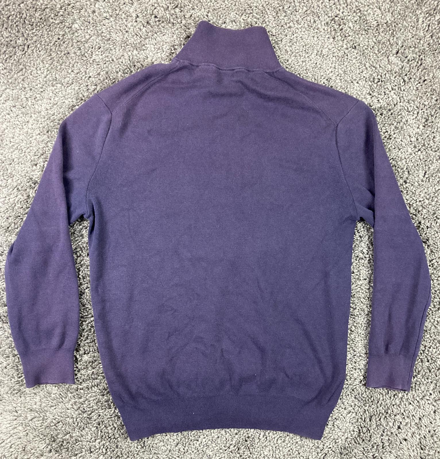 Polo Ralph Lauren Estate-Rib 1/4 Zip Purple Pima Cotton Sweater Mens Medium