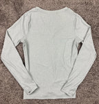 Athleta Womens Ribbed Henley Long Sleeve Top light Green Size Large