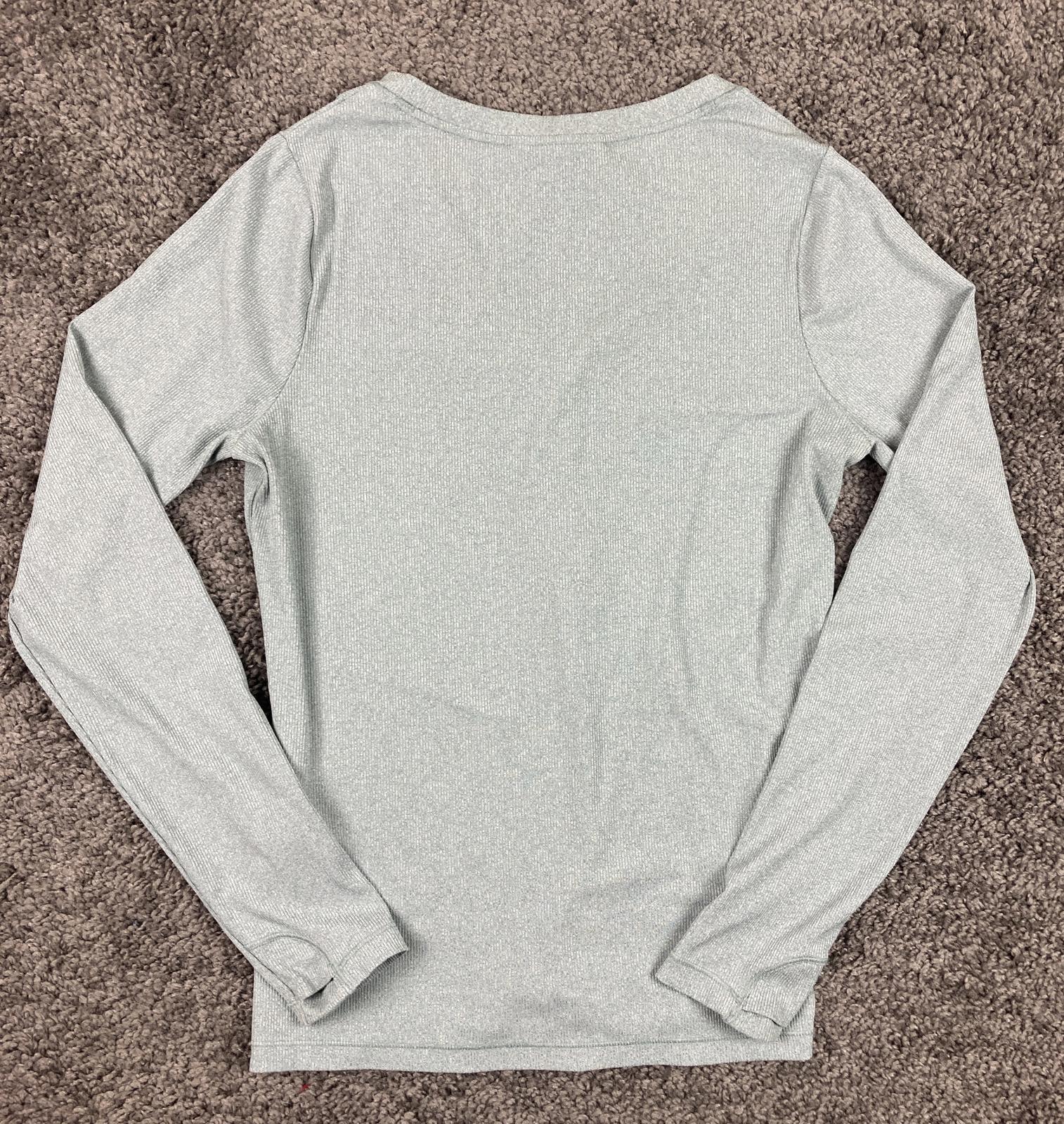 Athleta Womens Ribbed Henley Long Sleeve Top light Green Size Large
